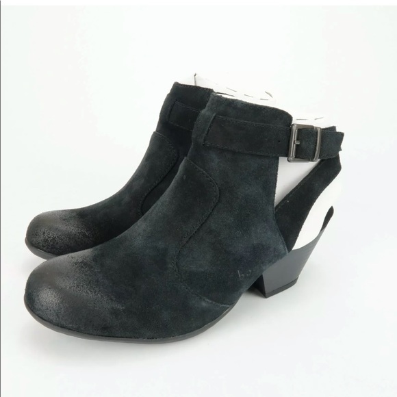 Boc Open Strap Back Ankle Bootie Heel Waxed Suede - Picture 2 of 7